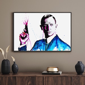 James Bond Daniel Craig watercolor art print by Beau Singer, print, prints, retro, wall art, home decor, wall decor, poster,