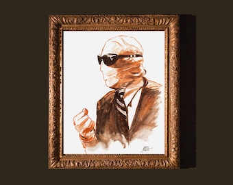 Invisible Man Watercolor Art Print | Universal Monsters Wall Art | Classic Horror Decor | Claude Rains Fan Art | Halloween Horror Print