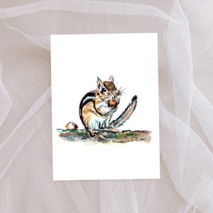 Chipmunk Art, Animal Nursery Art, chipmunk watercolor, animal watercolor, animal painting, chipmunk art,