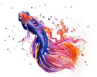 Betta Fish, prints, digital prints, wall art, home décor, wall décor, giclee, watercolor painting, watercolor, art print, fish