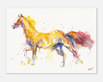 Horse Watercolor Art Print | Equestrian Nursery Wall Art | Western Horse Decor | Cowgirl Horse Print | Farmhouse Animal Art