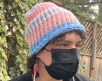 LGBTQ Pride | Loom Knit hat | Spring/Fall Weather | Custom