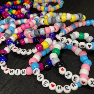 LGBTQ | Custom Gender Identity Kandi Bead Bracelets | With or Without Pronouns