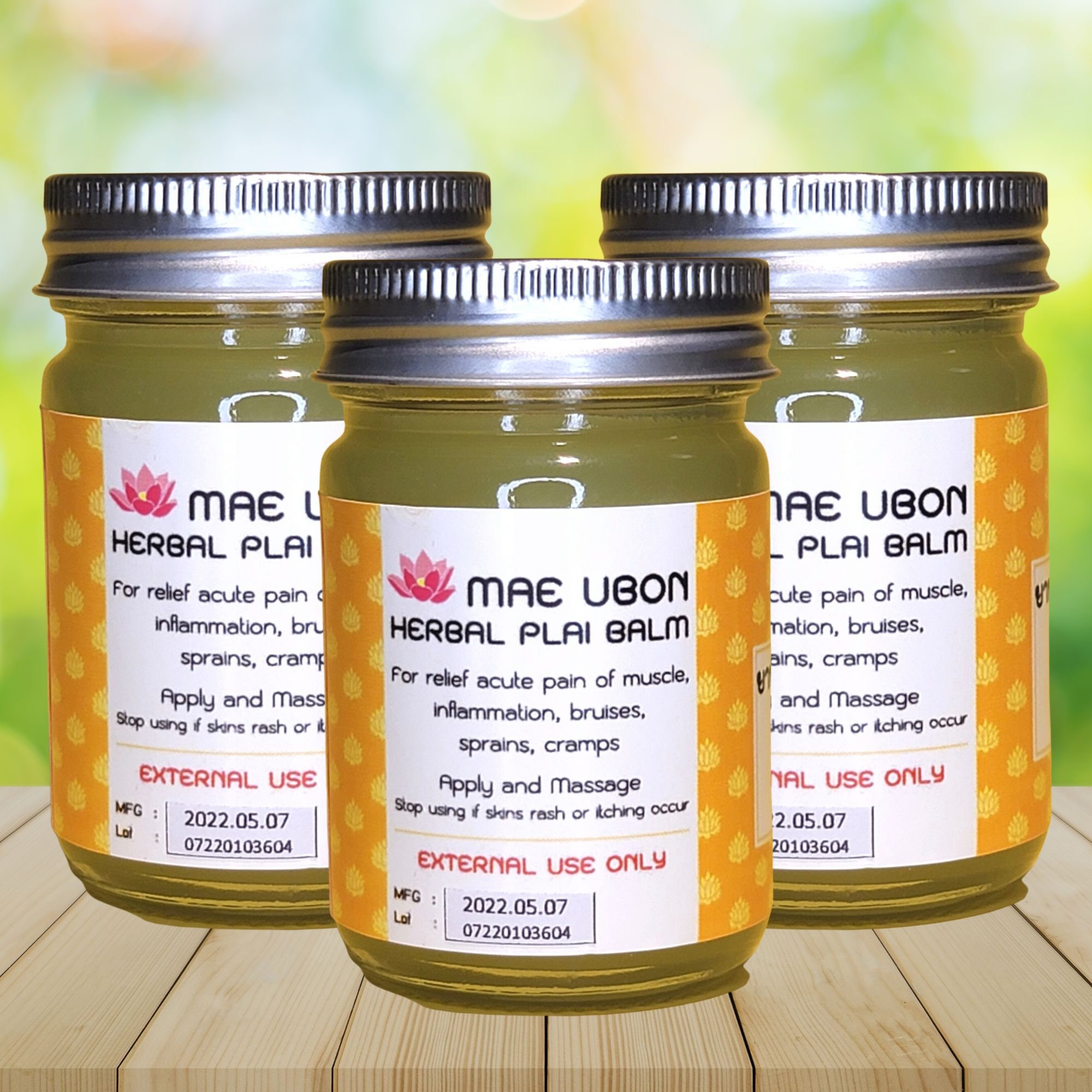 Set of 3 Pain Relief Balms, Sore Muscle Herbal Balm, Thai Herbal Balm