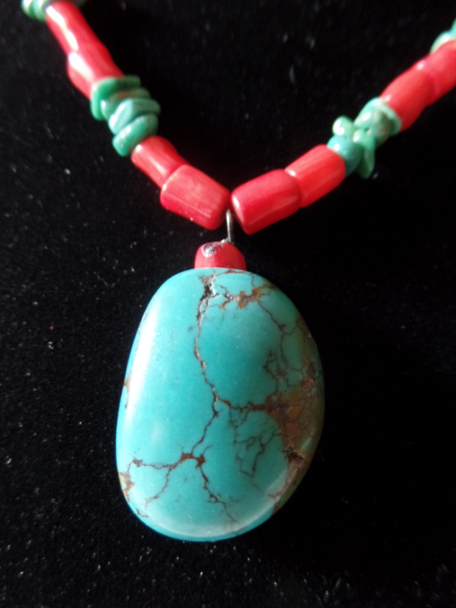 Turquoise and Coral Necklace Etsy