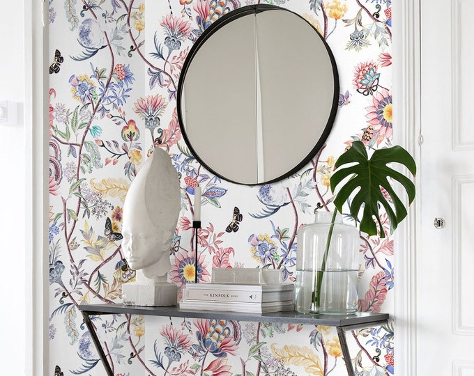 Floral Paisley Print Bohemian Wallpaper – Chintz Decor Indian Pattern Boho Chic Wall Covering