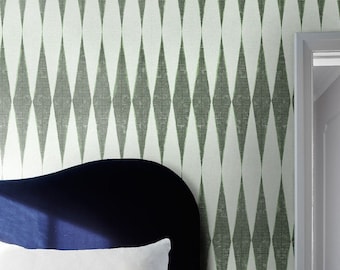 Retro Ethnic Wallpaper, Mid Century Modern Wall Decor, Geometric Print Boho Chic Wall Art