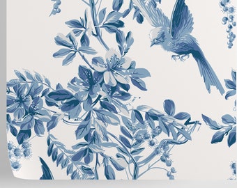 Worcester Art French Wallpaper Vintage Blue Flowers and - Etsy Worcester Art French Wallpaper Vintage Blue Flowers and - Etsy
