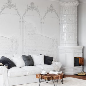 Grunge Texture Victorian Wallpaper, Wall Moulding Concrete Wall Decor Decorative for Modern Decor.