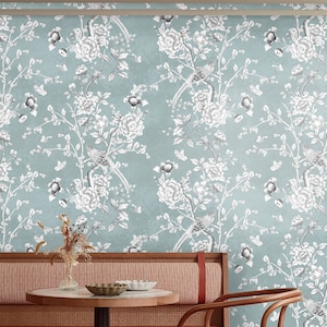 Chinoiserie Art Asiatische Tapete, Landhaus-Wand-Dekor, Vögel und Schmetterling Art