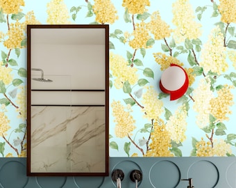 Wisteria Wallpaper, Watercolor Floral Vine, Vintage Botanical Wallpaper, Lilac Blossom Wall Decor, Italian Paper Sheets