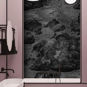 Vintage Style Clouds Wallpaper, Art Deco Wall art , Boutique Wall Decor, Sky wallpaper