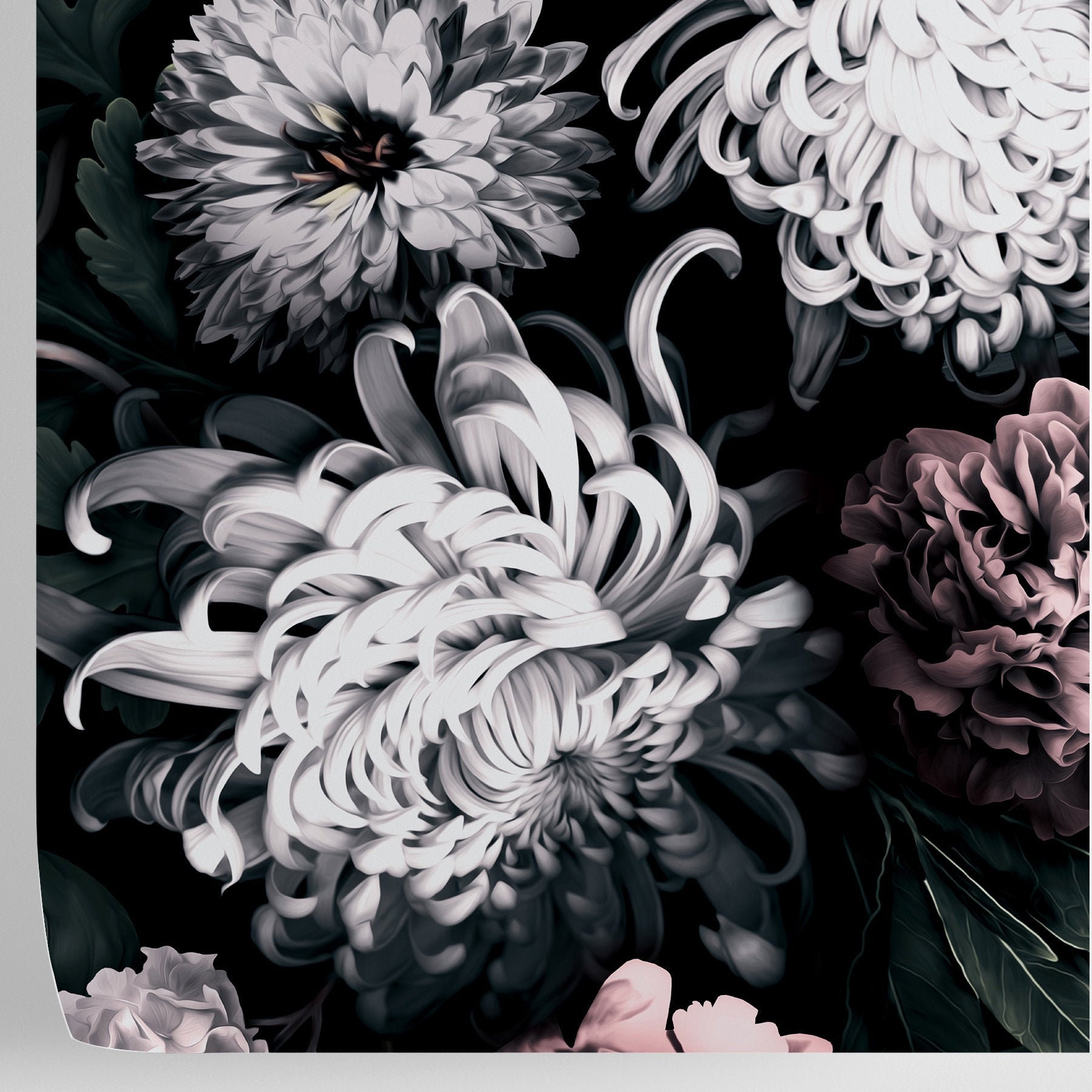 Dark Aesthetic Floral Large Peony Wallpaper