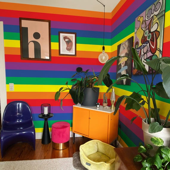 LGBTQ Pride Rainbow Wallpaper, Vertical Stripes Flag Wall Decor for Bedroom, Office & Living Room, Colorful Pride Flag Home Decoration