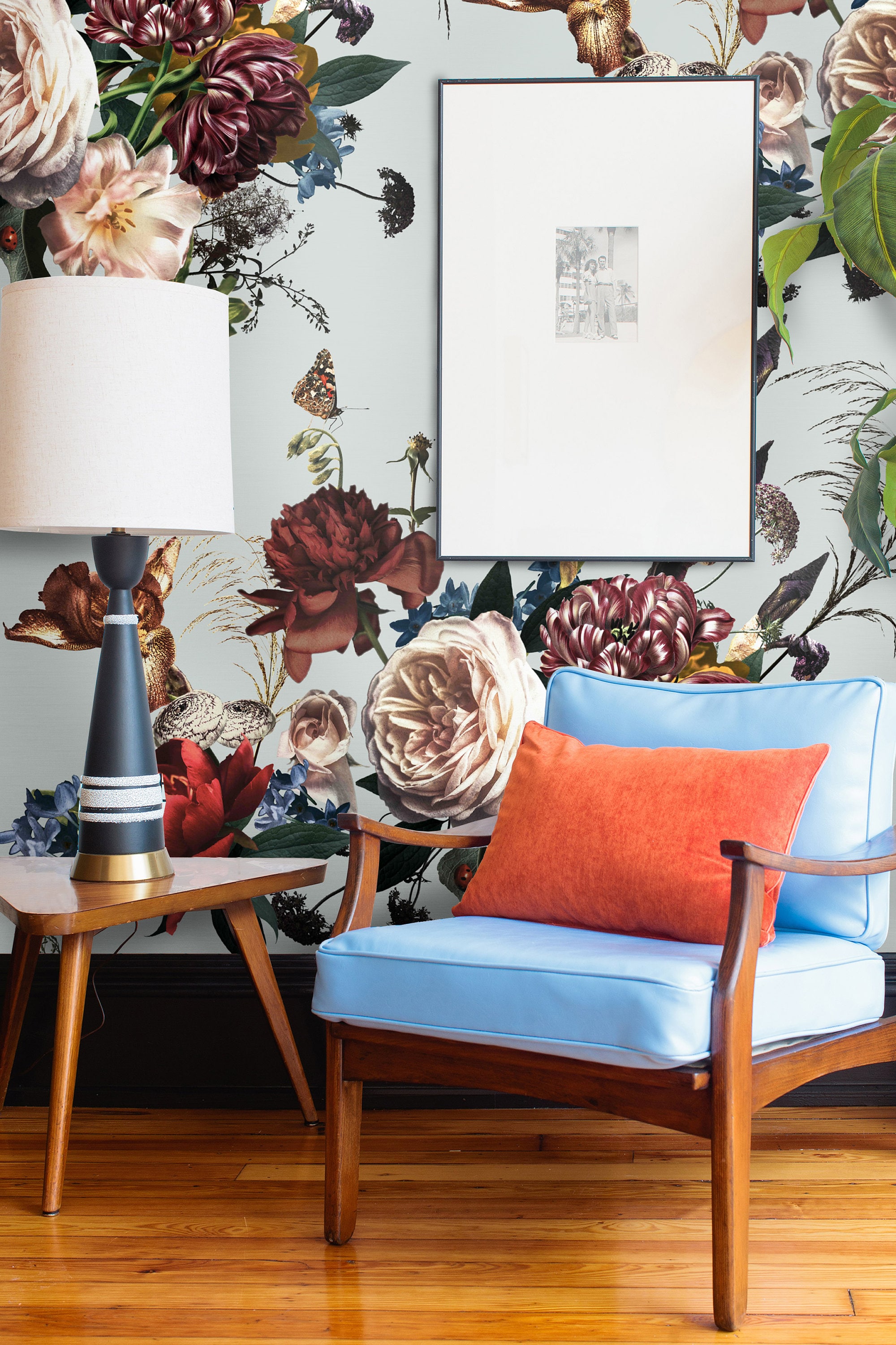 Large Dutch Floral Print Wallpaper for Modern Home Decor or Accent Wall