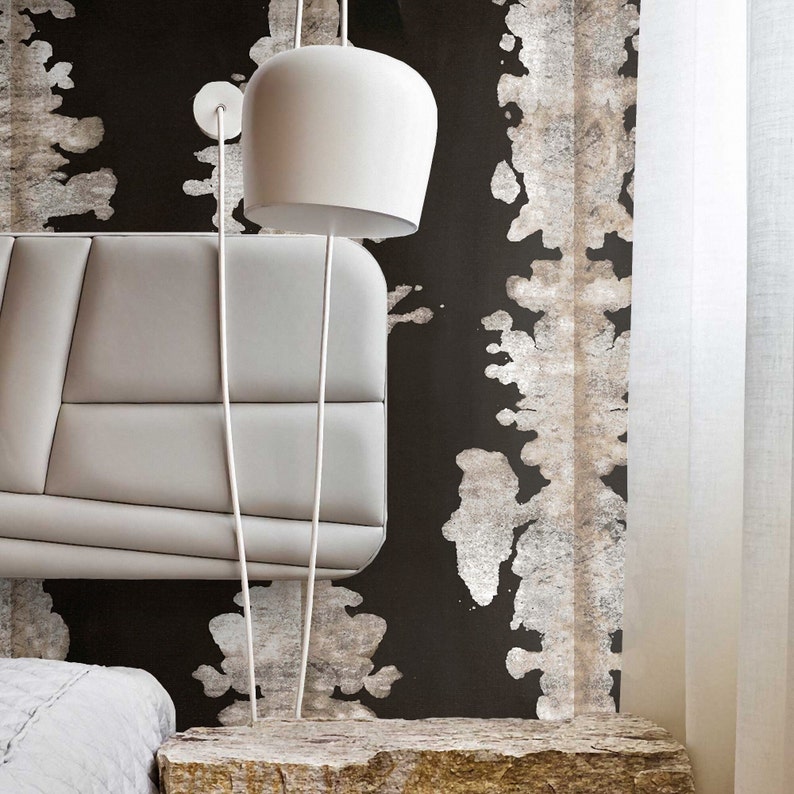 Ink Blots Shibori Wallpaper Extra Large Wall Art Black and Etsy