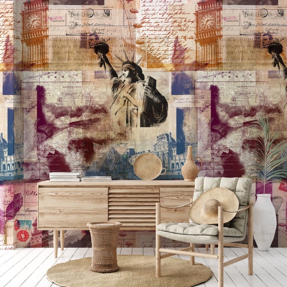 Vintage American Map Wall Art - Extra Large Travel Poster for Wanderlust Home Decor, Large Rustic Wall Decor for Living Room