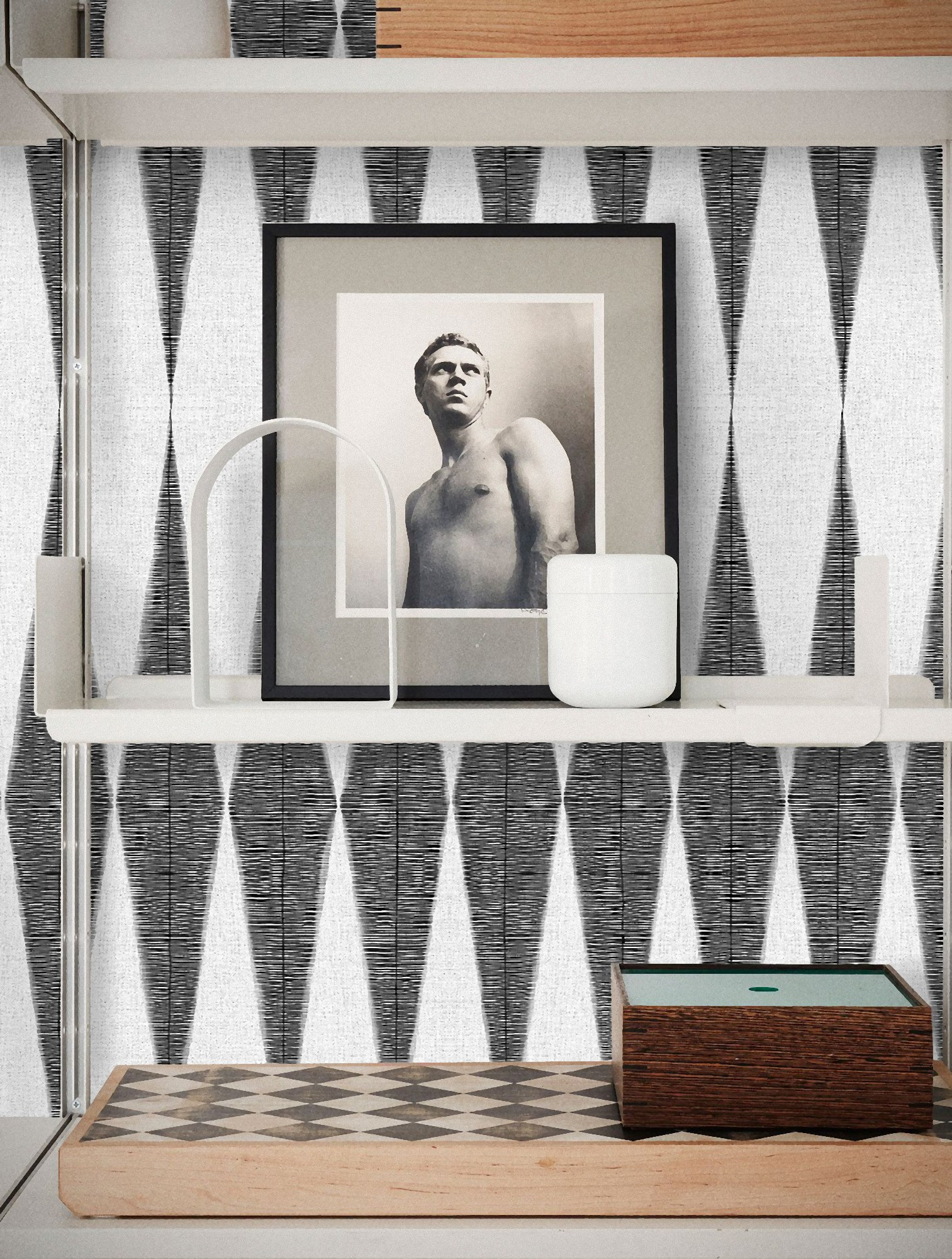 Retro Wallpaper, Mid Century Modern Wallpaper, Geometric Print, Boho Chic