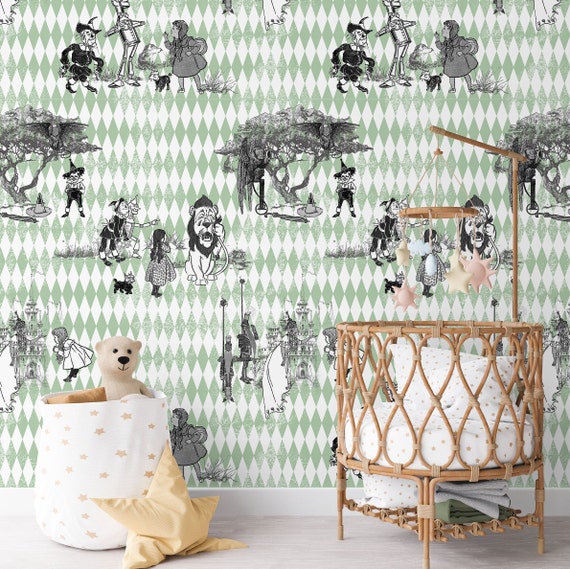 Wizard of Oz Wallpaper, Enchanting Wizard of Oz Wall Decor: Vibrant Characters & Magical Storybook Art for Children's Rooms