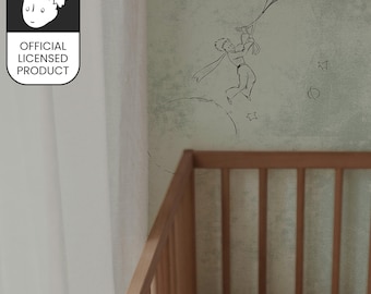 Official Little Prince Flying Birds Art Wallpaper - Vintage Green Contemporary Pattern for Study & Gallery Decor