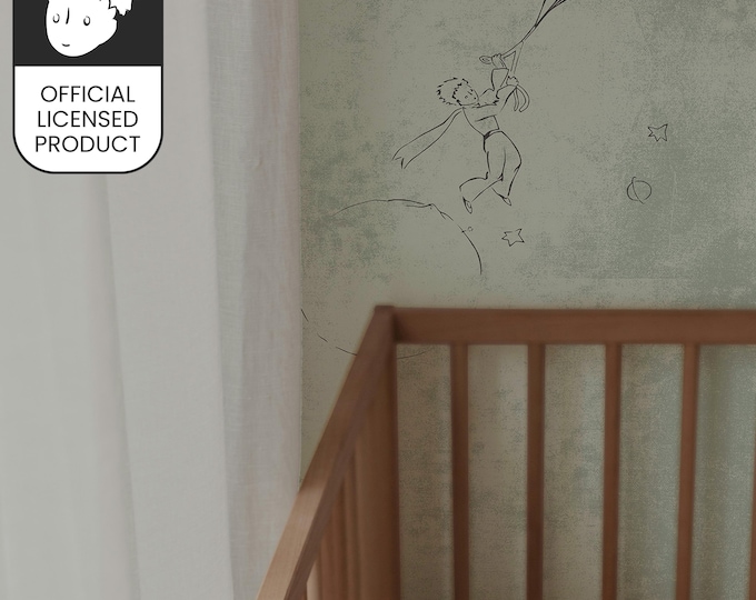 Official Little Prince Flying Birds Art Wallpaper - Vintage Green Contemporary Pattern for Study & Gallery Decor