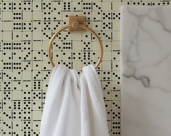 Textured Wallpaper, Dominoes Pattern Black and White Polka Dots Wall Art, Accent Decor for Living Room Bedroom