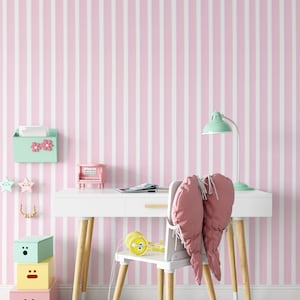 Carta da parati a Righe Rosa e Bianche immagine 2