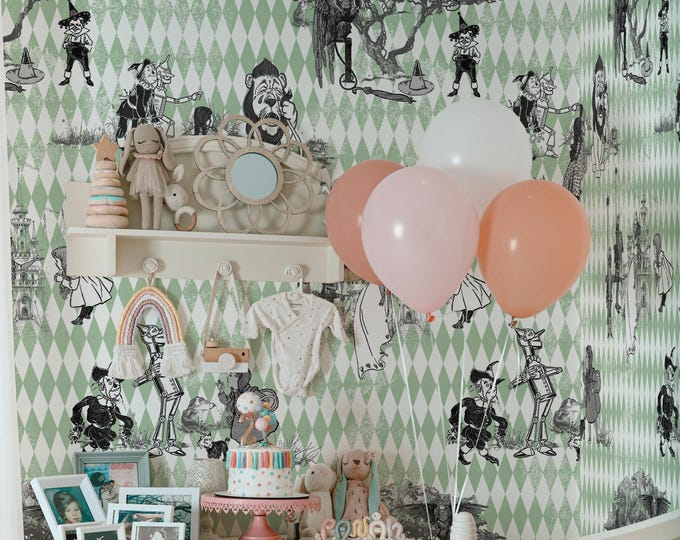 Wizard of Oz Wallpaper for Kids Room: Vibrant Storybook Wall Decor with Magical Characters & Enchanting Oz Theme