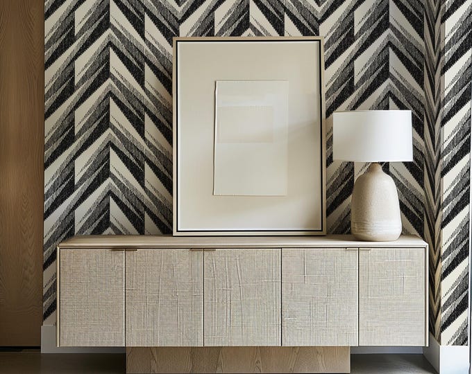 Ikat Wallpaper Bold Geometric Pattern | Boho Wall Decor for Living Room & Bedroom Accent