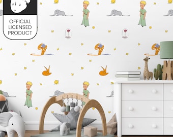 Official Little Prince Icons Wallpaper - Ultra Minimal White Pattern for Modern Kids Room Decor