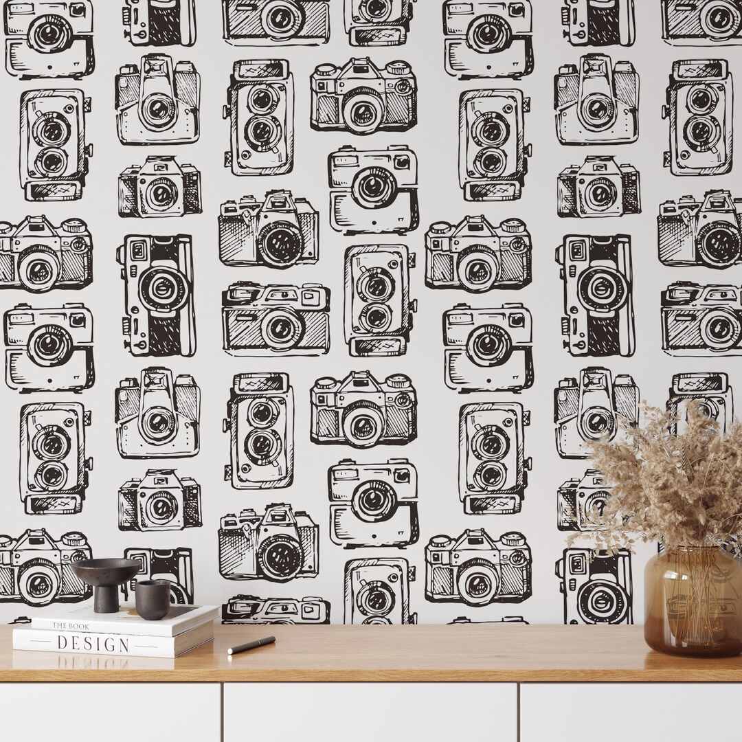 Retro Cameras Vintage Wallpaper Tape Camera Wall Decor in Etsy