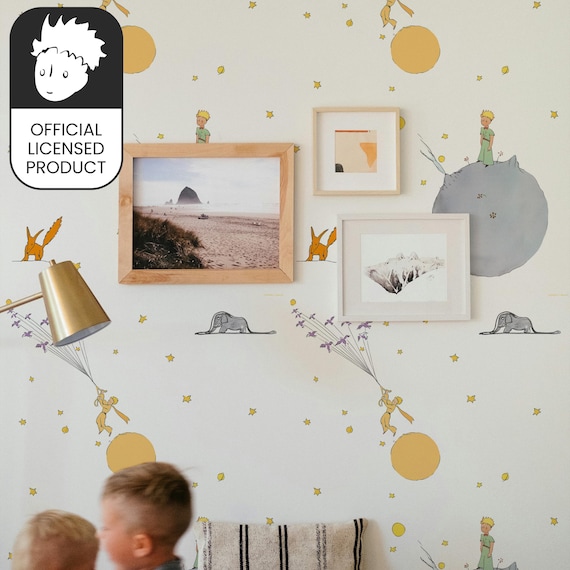 Official Little Prince Imagination Freedom Wallpaper - Symbolic White Pattern for Kids Room & Educational Decor