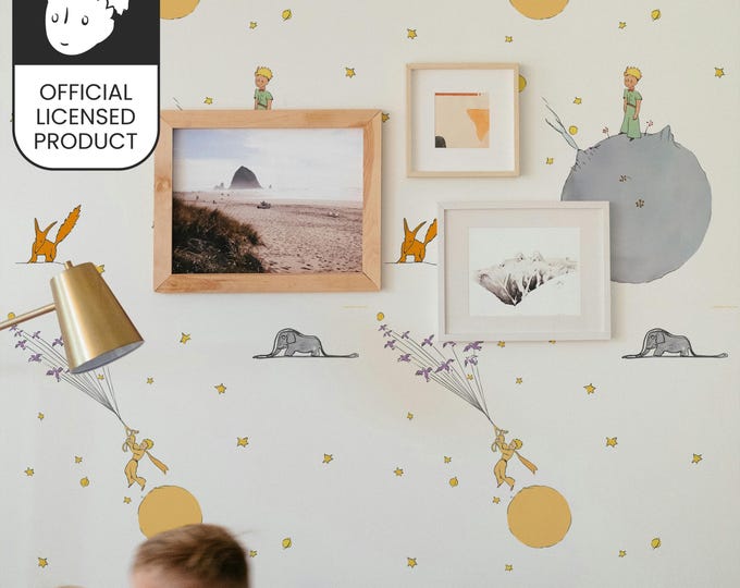 Official Little Prince Imagination Freedom Wallpaper - Symbolic White Pattern for Kids Room & Educational Decor