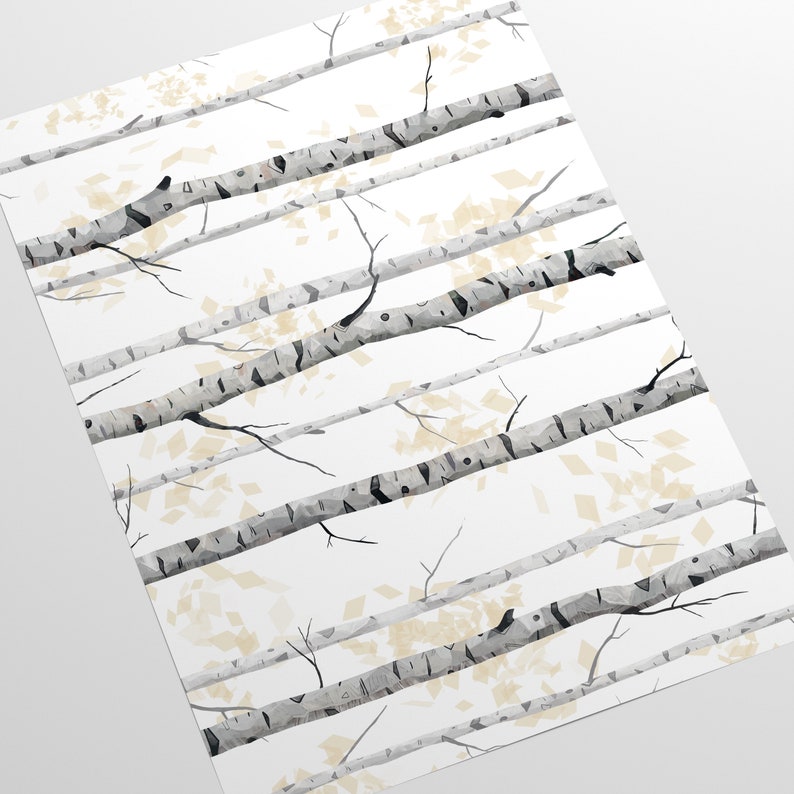 Black and White Birch Woodland Wallpaper, Modern Minimalist Decor for Nursery image 3