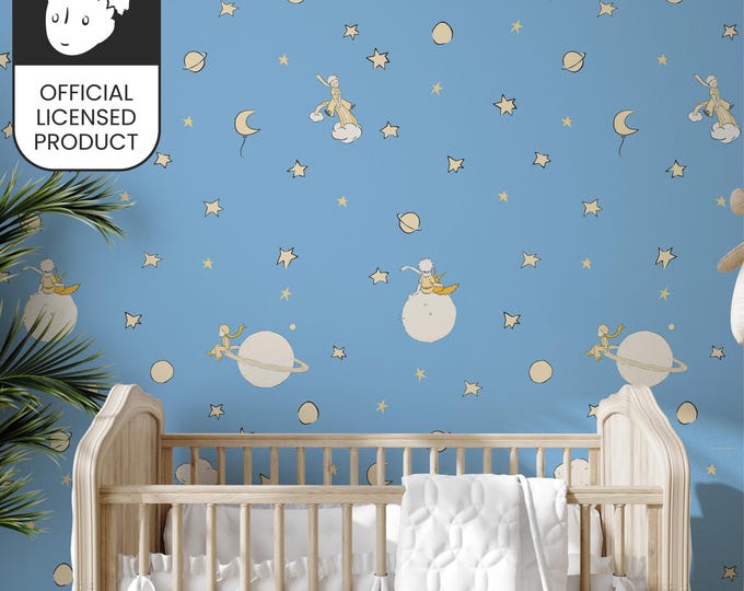 Official Little Prince Dreamy Sky Wallpaper - Soft Blue Cloud Pattern for Kids Room & Nursery Decor