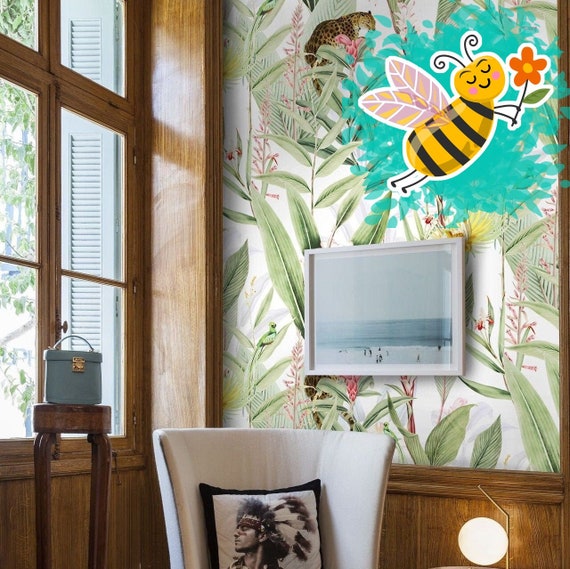 Vintage Tropical Forest with Jaguars and Parrots Wallpaper, Chic Vintage Jungle: A Tropical Paradise for Your Walls