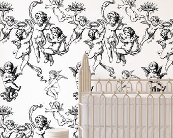Renaissance Angels Nursery Wallpaper, Angel Wall Art for kid's room decor