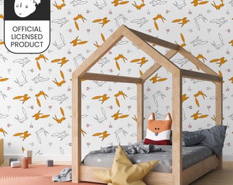 Official Little Prince Fox Wallpaper - Minimalist Orange Pattern for Kids Room & Nursery Decor