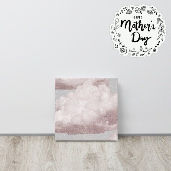 Vintage Style Pink Clouds  Canvas useful gifts also for coffee bar decor, aesthetic framed home inspo