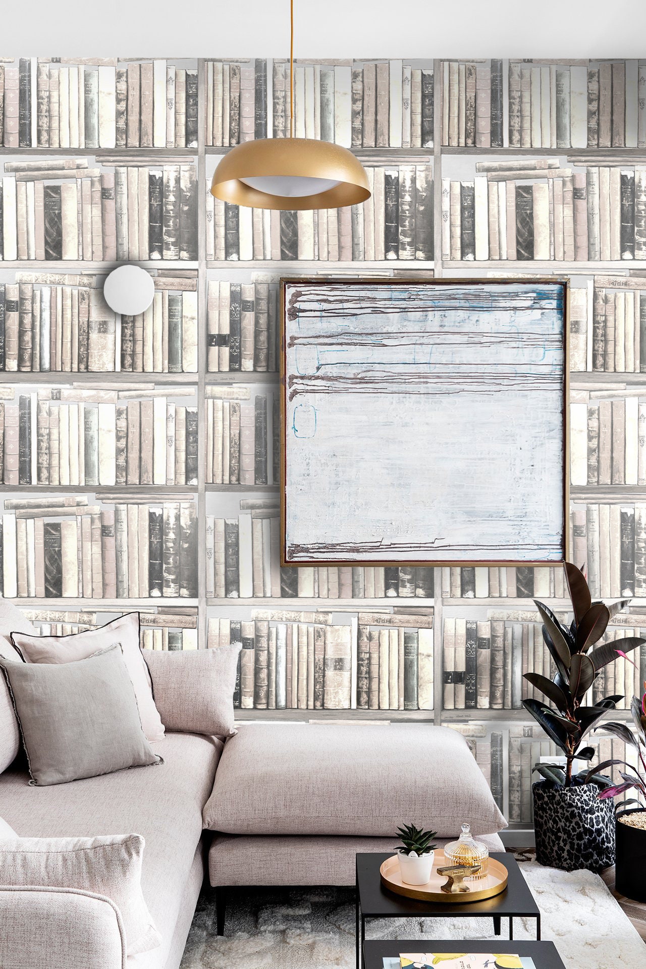 Old Book Wallpaper Mural, Home Office Decor, Vintage Wall Paper