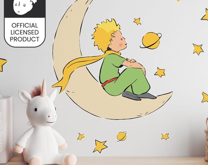 Little Prince Moon Wall Stickers | Official Licensed Nursery Decals | Kids Room Decor | Eco-Friendly