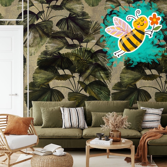 Bring the Tropics Indoors with Green Tropical Foliage Wallpaper