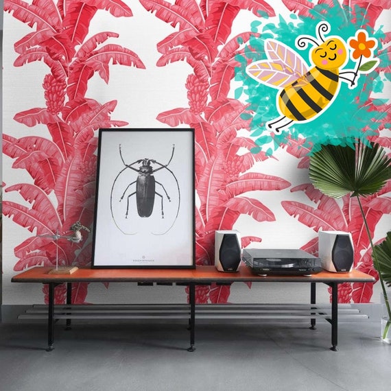Add a Pop of Vibrant Elegance with Our Red Banana Leaf Wallpaper | Stunning and Striking Design for a Modern Décor