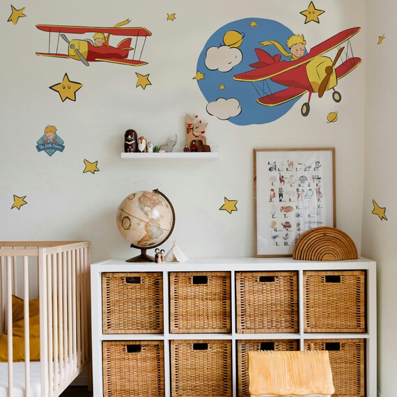Little Prince Airplane Wall Stickers | Official Licensed Nursery Decals | Kids Room Decor | Eco-Friendly