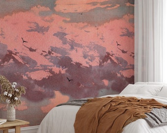 Extra Large Sundown Wallpaper, Sunset Wall Art