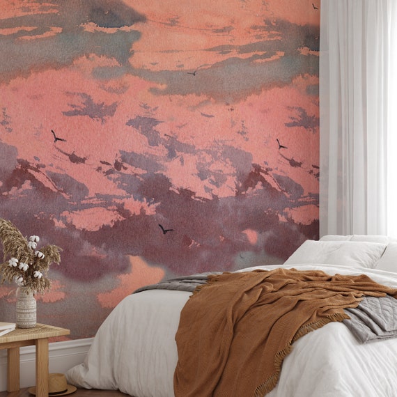 Extra Large Sundown Wallpaper, Sunset Wall Art