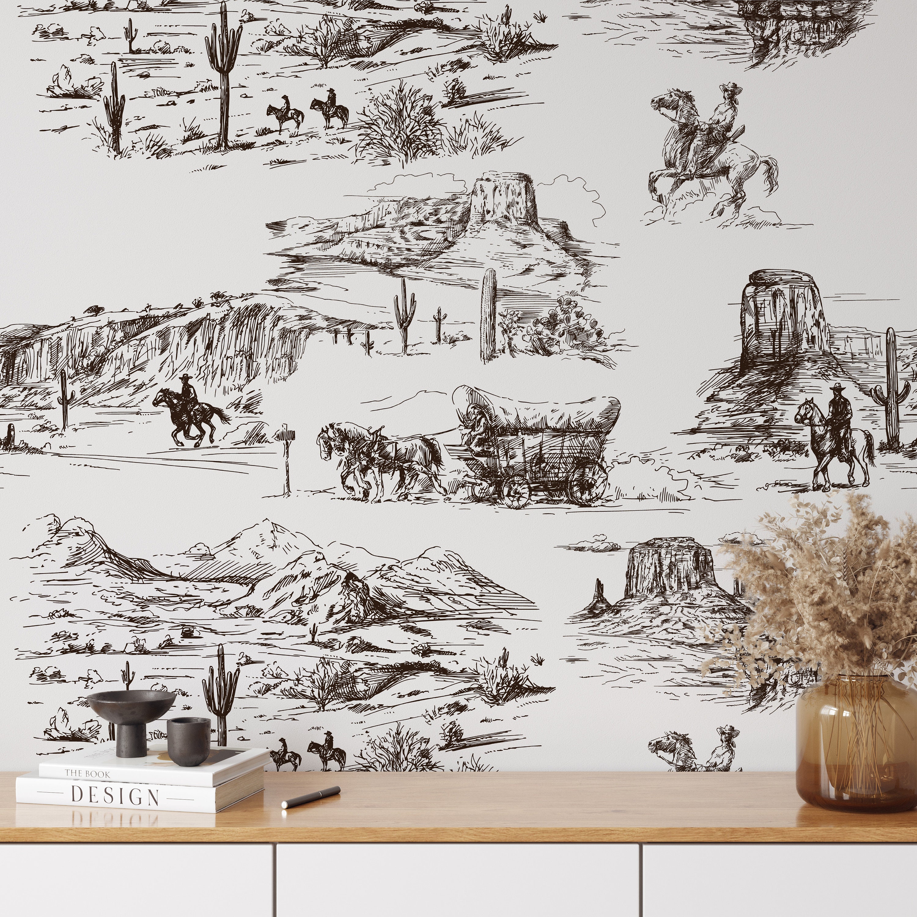 Western Aesthetic Vintage Wallpaper Desert Wall Decor With  Etsy Norway