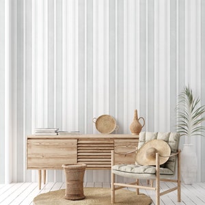 Gray and White Striped Wallpaper, Stripes Wallpaper, Stripe Wall Mural