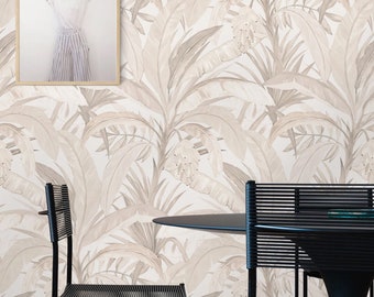 Banana Forest - Serene and Tranquil Wall Mural, Neutral Tones Jungle Wallpaper, Boho Chic Wall Art