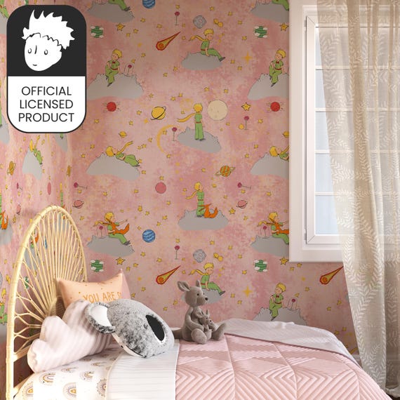 Official Little Prince Pink Space Wallpaper - Dreamy Cosmos Pattern for Girls Room & Nursery Decor